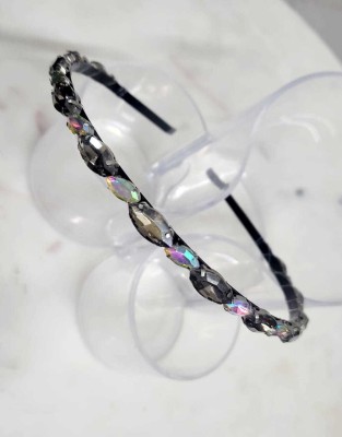 DEEPTI CHANDNA DESIGNS Elegant Handcrafted Embellished Collection Leaf Design Grey & Rainbow Stone Hair Band(Multicolor)