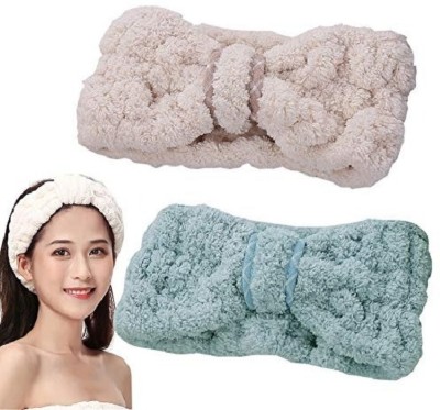 banira 2 Pack Spa Headband Makeup Headbands Elastic Terry Cloth Head Wrap Head Band(Multicolor)