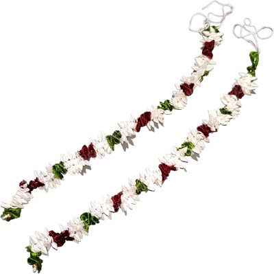 SENECIO 2Pc Bridal Wedding Artificial Fragrant Veni Mogra Jasmin & Satin Red Rose Gajra Hair Accessory Set(Multicolor)