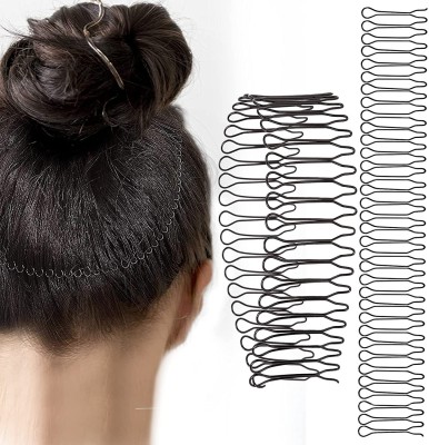 Fashion Alley Hair Finishing Fixer U Shape Wavy Comb Hair Pin Metal Wire Mini Bangs Pack of 1 Hair Pin(Black)