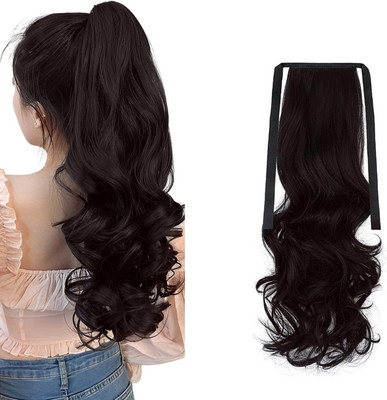 D-DIVINE Silky Ribbon Wavy Hair Extension For Girls To Increase Hair Volume, Brown color Hair Accessory Set(Brown)