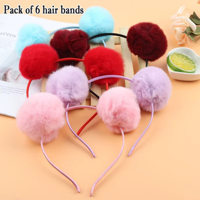 FINXFAIMA Trendy Pom Pom Hair Bands for Kids & Girls (Pack of 6) Hair Band(Multicolor)