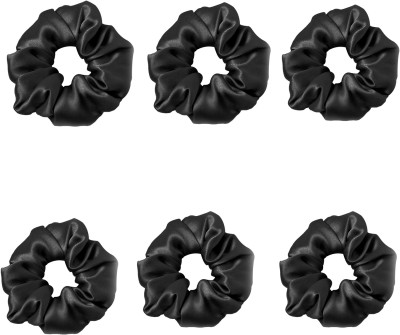 Sharum Crafts Silk Hair Ties 6pc Rubber Band(Black)