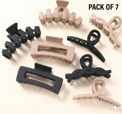 Prityka Beauty Korean Style Matte Finish Clutchers Jaw Clamps GenZ Trendy Hair Claws 7p Hair Claw(Multicolor)