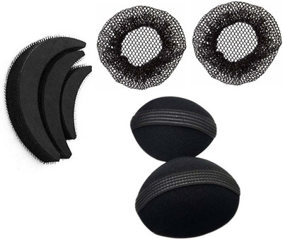 Sharum Crafts 3pc puff set Juda Cover 2 & 12 multi tic tac Hair Accessory Set(Black)