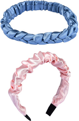 Munavi Elastic Rubber Hair Band hair combo(Blue, Pink)