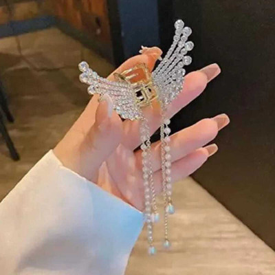 ekanshinx Pearl Tassel Butterfly Hair Claw Clip Clutcher Korean Style Wedding Accessories Hair Clip(Multicolor)