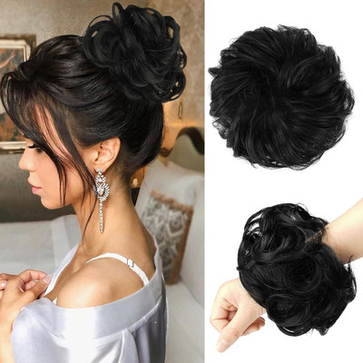 D-DIVINE 1 PCS  Bun And Wigs of Synthetic Black  Bun Extension Hair Extension