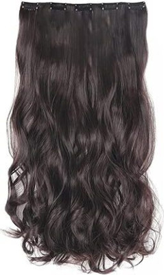 krelin Women's Black Curly/Wavy Extensions (Black 24 Inch) Hair Extension Hair Accessory Set(Black)