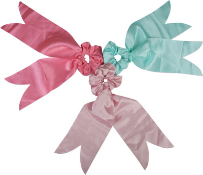 Matkooz SATIN TULIP SHAPE SCARF SCRUNCHIES Rubber Band(Multicolor)