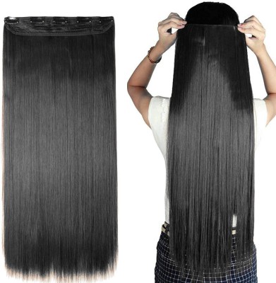HOJI 5 Clip Based 24 Inch Natural Black Straight  Extension Hair Extension