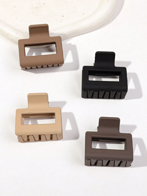 Ocreation 4 PCS Medium Square Matte Claw Clips Rectangle Claw Clip Strong Hold For Women Hair Claw(Brown, White, Black, Grey)