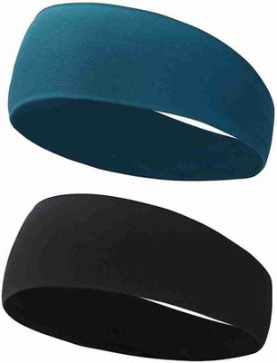 plutoprom Unisex_Sweat Wicking_Non Slip_Headband_PACK OF 2 Head Band(Black, Turquoise)