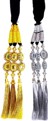 El Cabell Paranda Parandi Patiyala Panjabi Choti Braid Tassles Pack Of 2 Braid Extension(Silver, Gold)