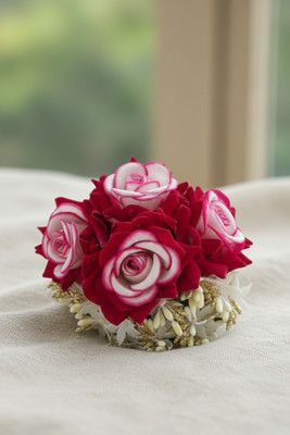 iapex Red & White Artificial Rose Hair Juda for Women & Girls Hair Accessory Set(Red)