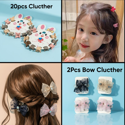 MUKKUCOLLECTION Mukku|| Hair Bow Clucther Pack of 22Pcs For Women & Baby Girl Hair Claw(Multicolor)