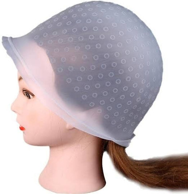 Saucefin Highlight Colour Cap With Hook Rubber Reuseable Multicolour used in hair colour Hair Accessory Set(White)