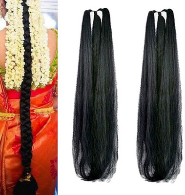 GIRISA PACK OF 2 BLACK COMBO LONG PARANDA CHOTI HAIR EXTENSIONS FOR WOMEN Braid Extension(Black)