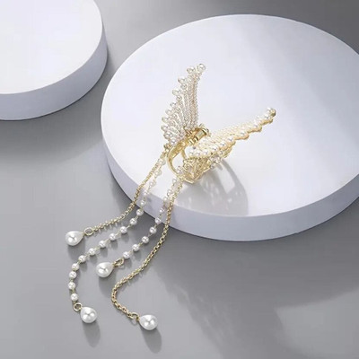 Sunduseva Butterfly Hair Clutcher and Korean Clips for Women 1 Pieces Combo Hair Claw Hair Claw(White)