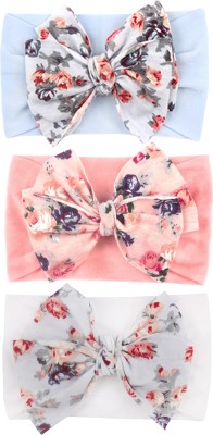 SYGA PACK OF 3 Nylon Headbands Hairbands Soft Printed Flower Bow for 0-3 Years Head Band(Multicolor)