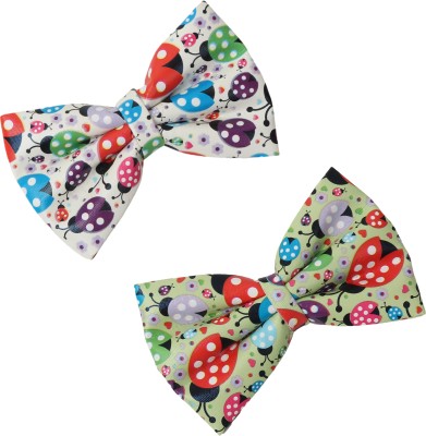 Frillz and Frolic Ladybug Faux Leather Hair Bow - Light Green and White COMBO Hair Pin(White, Green)