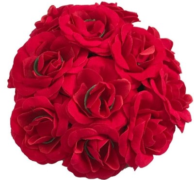AROOMAN ™ Stylish Artificial Red Rose Wedding Hair Bun Gajra Hair for Women Juda Bun Hair Bun Styling Accessories Bun(Red)