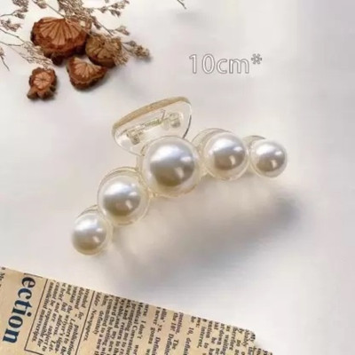 DRP 1 Pcs Large Pearl Hair Claw Clips White Hair Accessories for Women and Girls. Hair Clip(White)