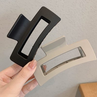 Softwrap 4.2'' Matte Rectangle Hair Clips for Thick Hair, Nonslip Hair Cutcher Jaw Hair Clip(Black, Grey)