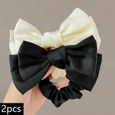 VRAJDRA BOW TIE SCRUNCHIE, PACK OF 2 Rubber Band(Black, White)
