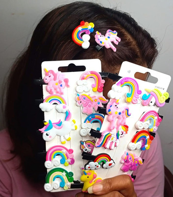 APSAMBR PRINCESS 20 Multi Unicorn and Rainbow Hair Clips Set for Baby Girls Toddler Hair Clip(Multicolor)
