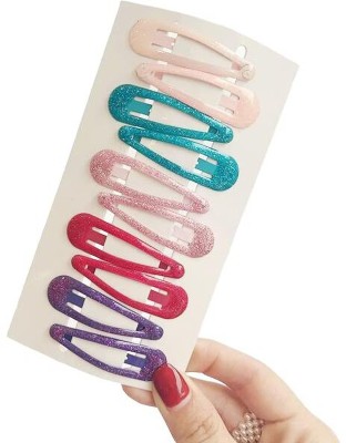 Sparkling Dazzle 10 Pc Metal Hair Tic Tac Pins Glitter Hair Clip Hair Barrettes for Baby Girls Tic Tac Clip(Multicolor)