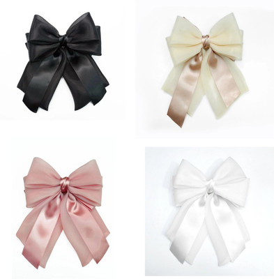 Bella Luxe By NIRAT Luxury Organza & Satin Double Bow Hair Clip Elegant Stylish Accessory for Women Hair Clip(Multicolor)