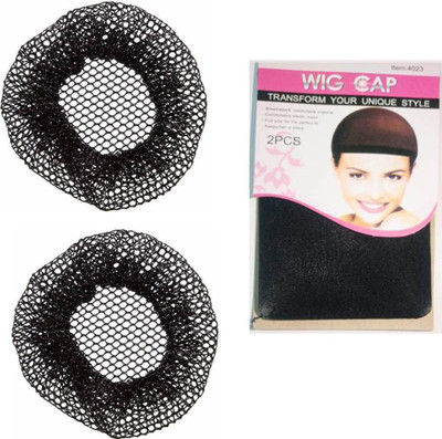 Sharum Crafts 2Pc Juda Net & 2Pc wig cap Hair Accessory Set(Black)