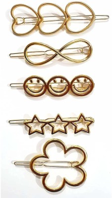 Vivalace in Shapes Pack of 6 Rectangle Star Heart Triangle for Girls & Women Hair Clip Hair Pin(Gold)