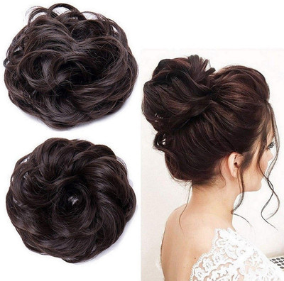 El Cabell Messy Hair Bun Synthetic Artificial Juda For Women & Girls 35 Gram Pack Of 2 Bun(Brown)