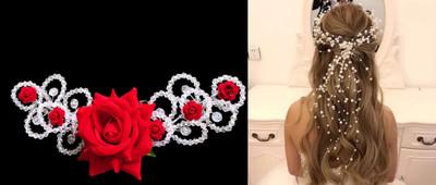 house of common Hair Accessory Tiara Head Band(Red, White)
