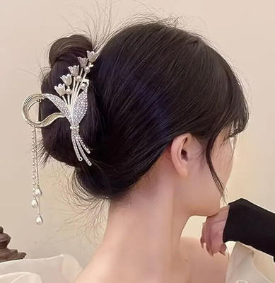 Prityka Beauty Elegant lily hair claw ponytail hair clip claw clip non-slip 1p Hair Claw(Gold)