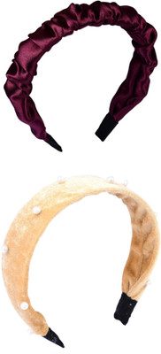Munavi Elastic Rubber Hair Band hair combo(Maroon, Yellow)