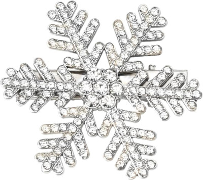 Digital Shoppy Crystal Snowflake Pearl Hair Clip – Winter Fashion Accessory for Women's Hair Clip(Silver)