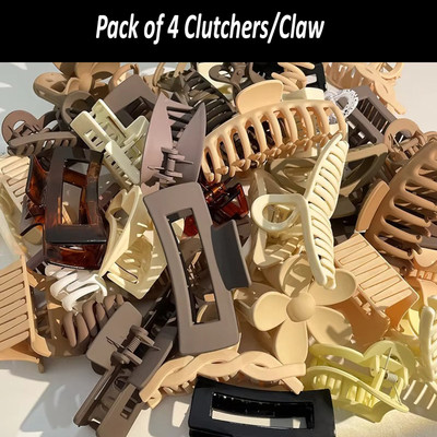 FINXFAIMA Classy Hair Clutchers/Claw for Girls & Women (Pack of 4) Hair Claw(Multicolor)