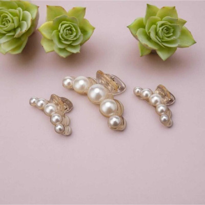 house of common Pearl moti hair Clip For Women and Girls ( Pack of 2) Hair Clip(Multicolor)