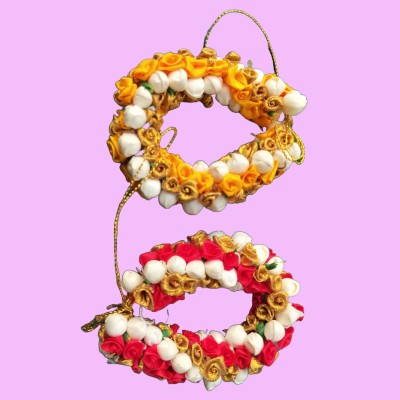 PSYCHFLORE BEAUTYFULL YELLOW AND RED GOLDEN JORI GAJRA FOR WOMEN SET OF 2 PC-J22 Hair Accessory Set(Multicolor)