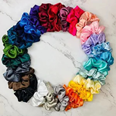 KLNINEKIDS Silk Hair Scrunchies Large Hair Tie Elastic Hair Bands Set of 24 pcs Rubber Band Rubber Band(Multicolor)