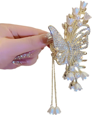 Freebies Designer Metal Butterfly Hair Clip for Women – Elegant Golden Look Hair Claw(Multicolor)