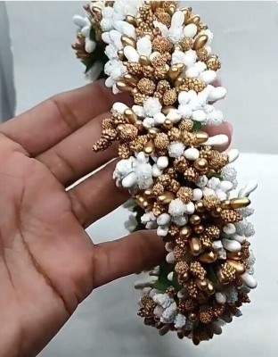 Asira Artificial flower for hair veni brooch gajra bridal hair accessories Hair Accessory Set(White, Gold)