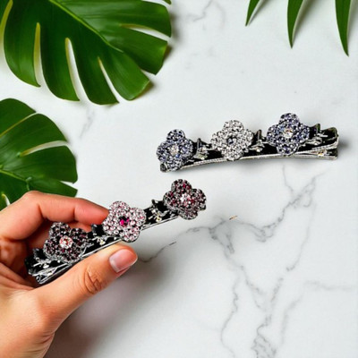 Freebies Pack of 2 Fancy Multicolor Floral Hair Clutcher Hair Clip(Multicolor)