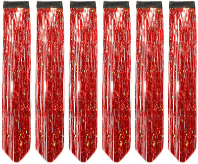 VIVIAN 6pc Glitter  Streak/ Extensions For Women (MAROON) Hair Extension