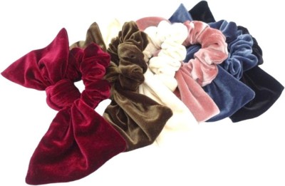 KRISHNA UNIVERSE Velevt bow scrunchies 6 peice combo set rubber bands Rubber Band(Multicolor)