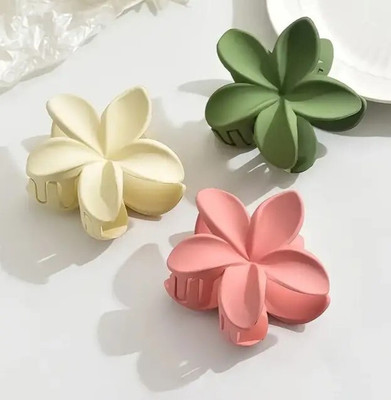 Aayra Pack of 3 Pcs Matte flower clutcher flower clip Hair Clutcher Claw Clip Clutch Hair Claw(Pink)