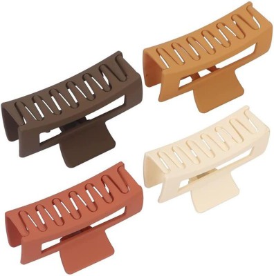 Myra Collection Big Claw Clips Strong Hold Non-Slip Rectangular Jaw Clips for Women Pack of 4 Hair Claw(Multicolor)